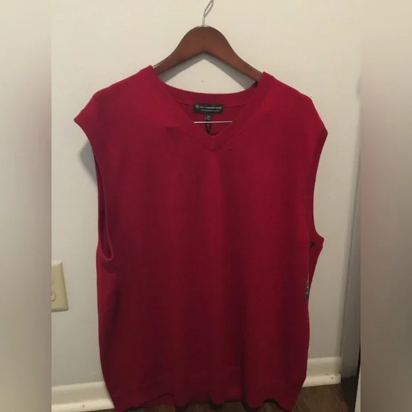 Red Sweater Vest Men V-Neck Knit Classic Preppy Layering 2XB - Picture 2 of 4